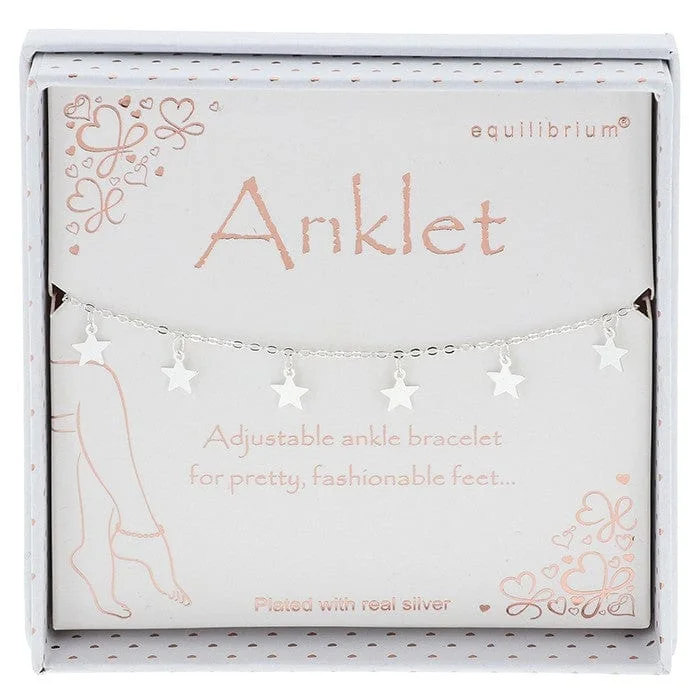 Plated with Real Silver Star Design Anklet