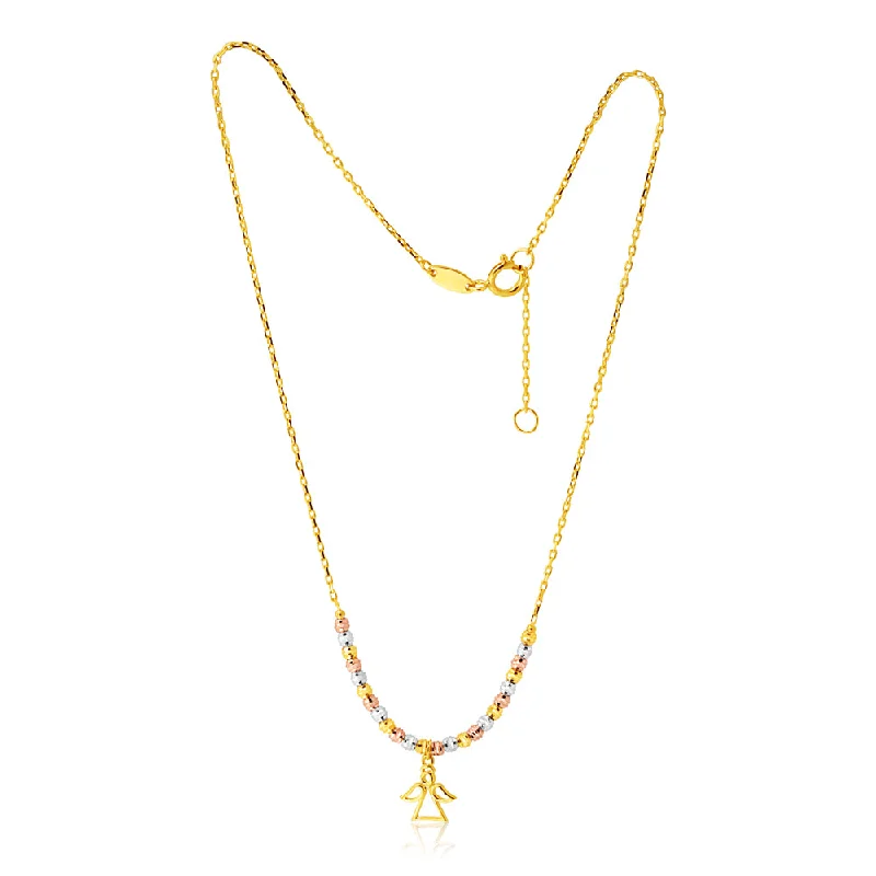 9ct Gold Figaro Angel 27cm Anklet