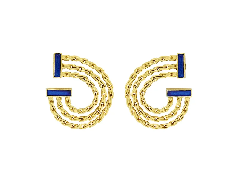 Buccellati Blue Enamel Earrings in 18K Gold