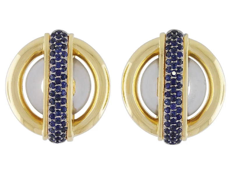 Cartier Aldo Cipullo Sapphire Circles Earrings in 18K