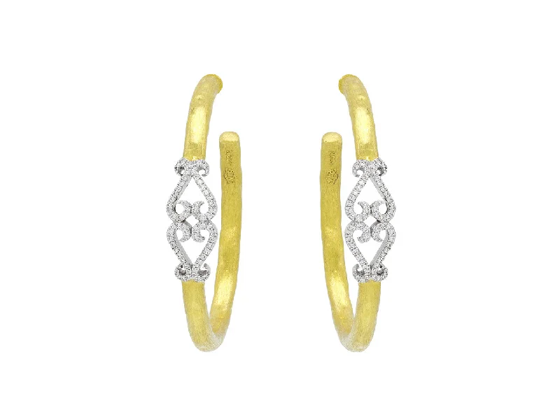 Rhonda Faber Green Diamond Double-Heart Hoop Earrings in 22K Gold, Large