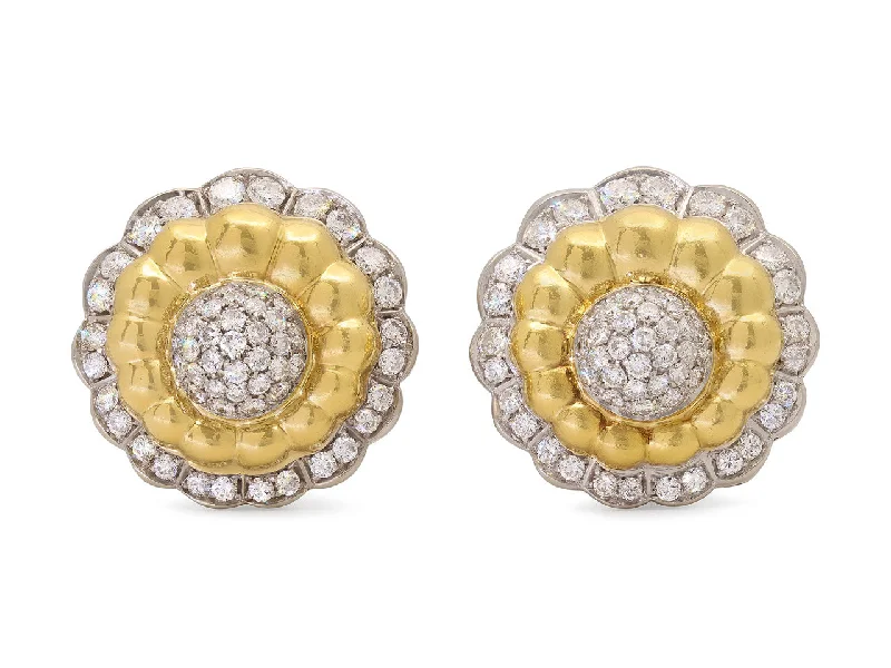 Floral Diamond Earrings in 18K Gold