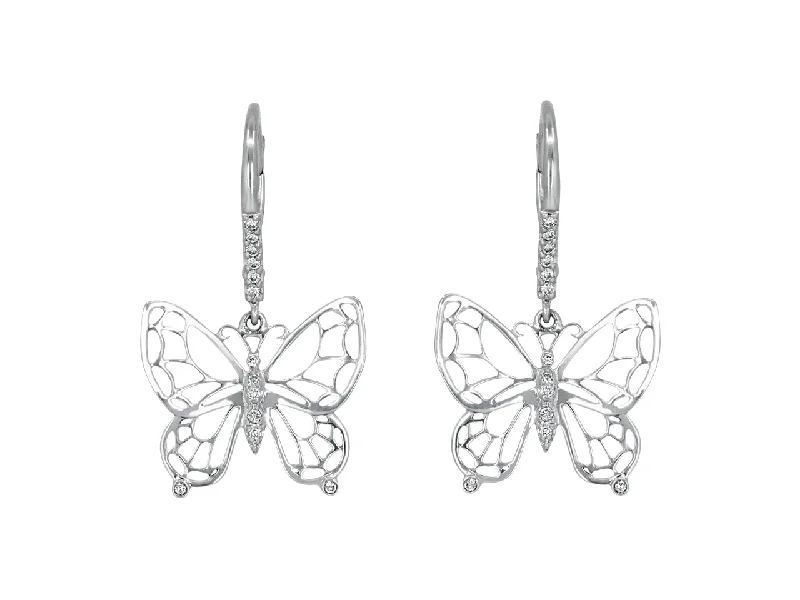 Rhonda Faber Green Diamond Butterfly Earrings in 18K White Gold