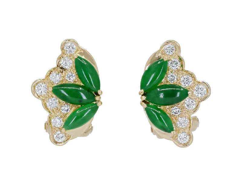 Jade and Diamond Earrings in 18K Gold