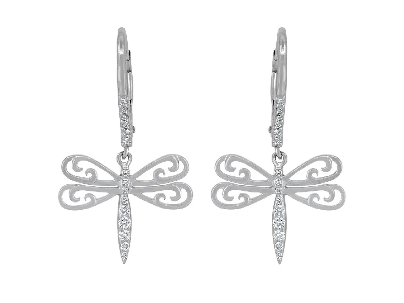 Rhonda Faber Green Diamond Dragonfly Earrings in 18K