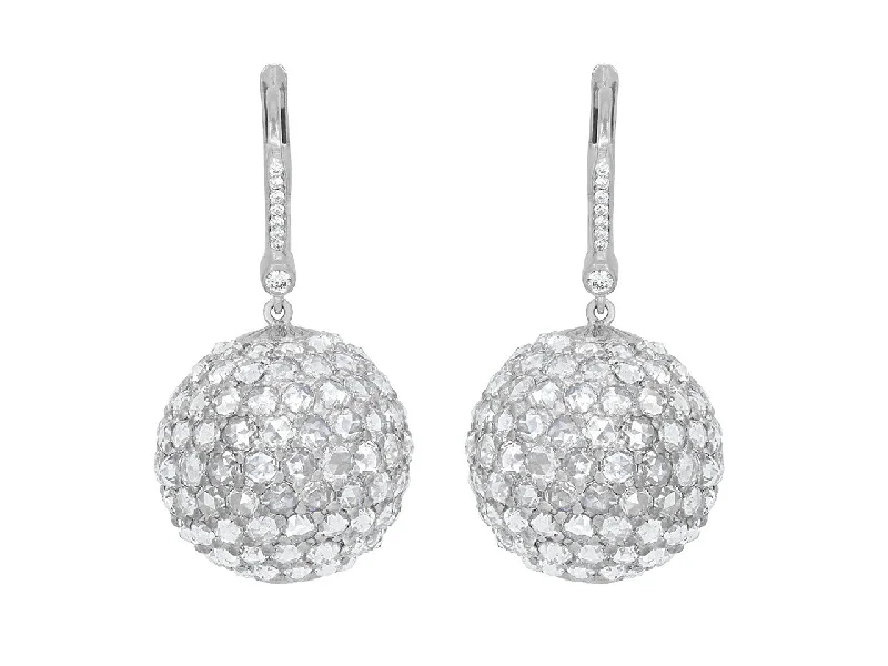 Beladora 'Bespoke' Rose-cut Diamond Ball Earrings in 18K White Gold