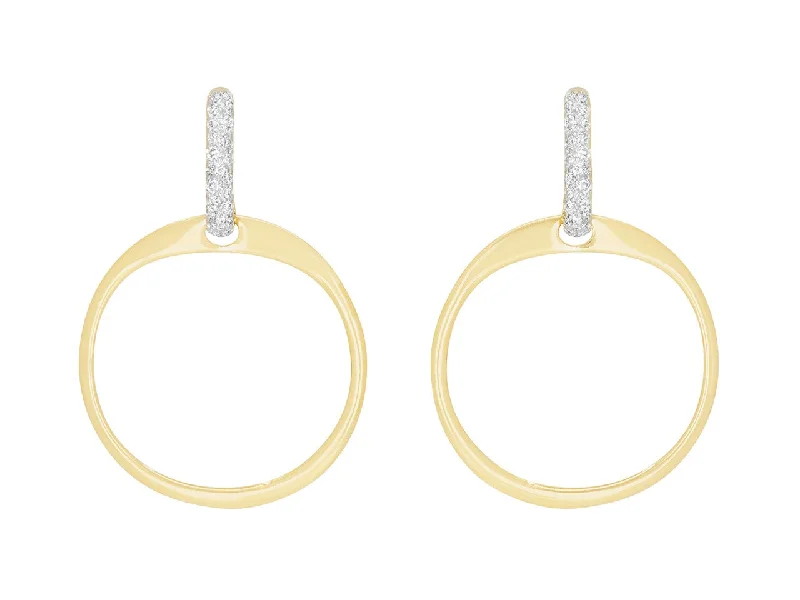 Hoop Earrings with Diamond Tops in 18K Gold, by Beladora