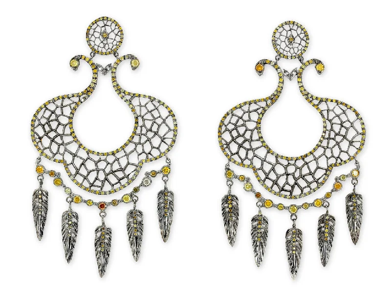 Loree Rodkin Dreamcatcher Earrings in 18K Blackened Gold