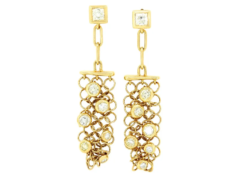 Chainmail Diamond Earrings in 18K Gold