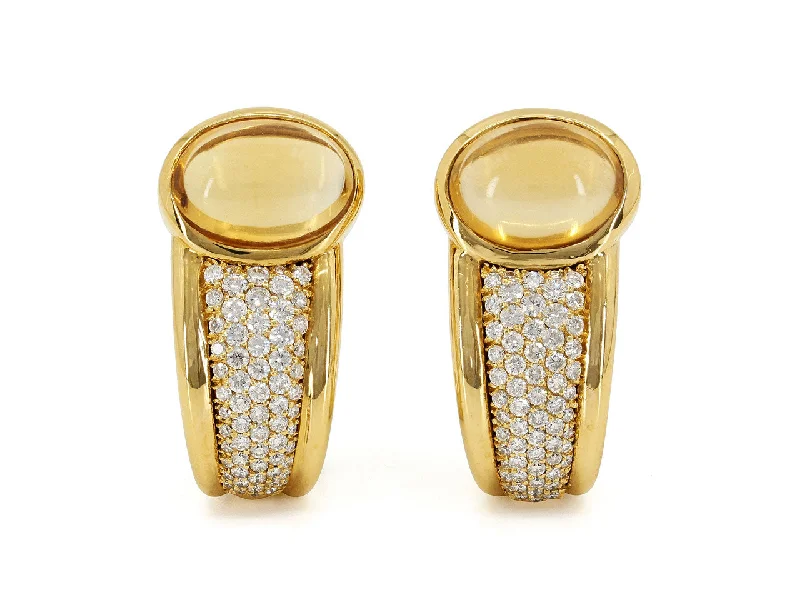 Citrine and Diamond Earrings in 18K Gold