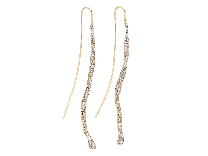 Diamond Dangle 'Snake' Earrings in 18K Gold