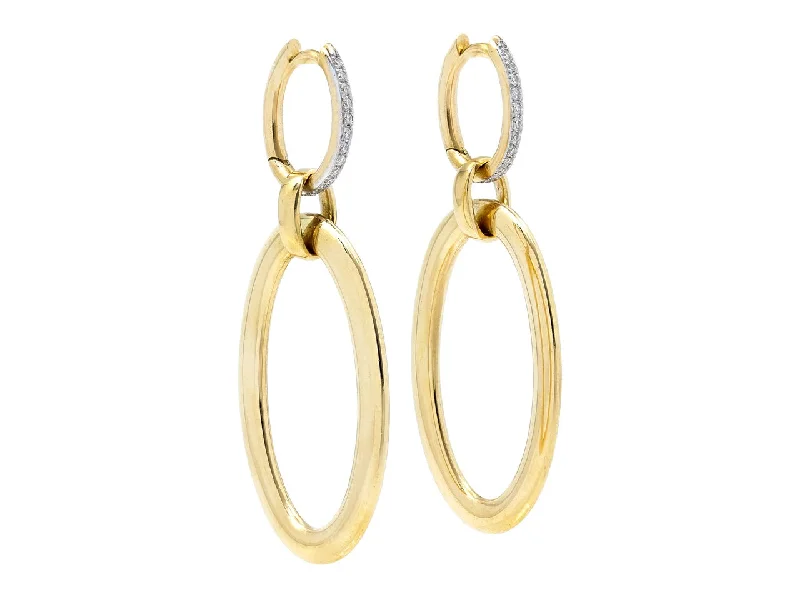 Gold Hoop Earrings, with Diamond Tops, in 18K Gold, by Beladora