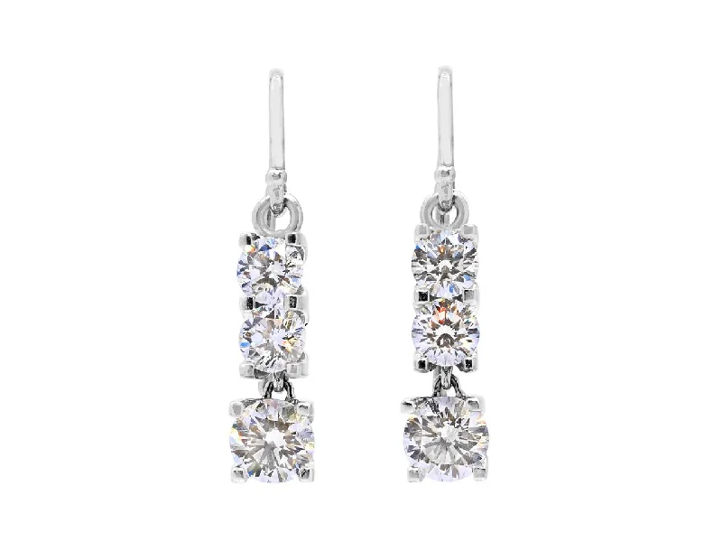 Diamond Line Earrings in 18K White Gold