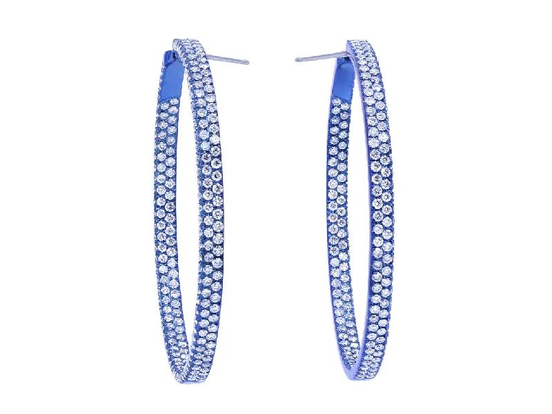 Diamond Hoop Earrings in Titanium