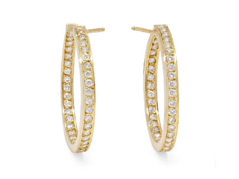 Diamond Hoop Earrings in 18K Gold, French