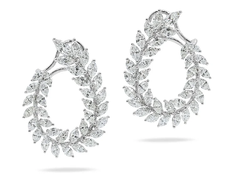 Diamond Wreath Earrings in 18K White Gold