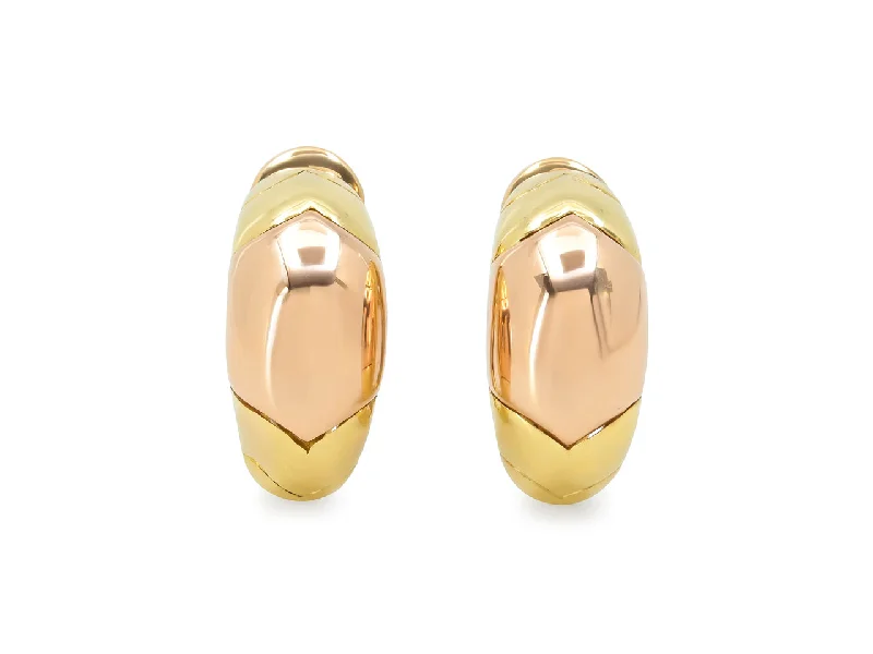 Bulgari 'Tronchetto' Half Hoop Earrings in 18K Yellow and Rose Gold