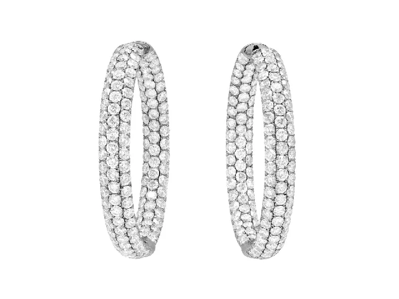 Pavé Diamond Hoop Earrings in 18K White Gold