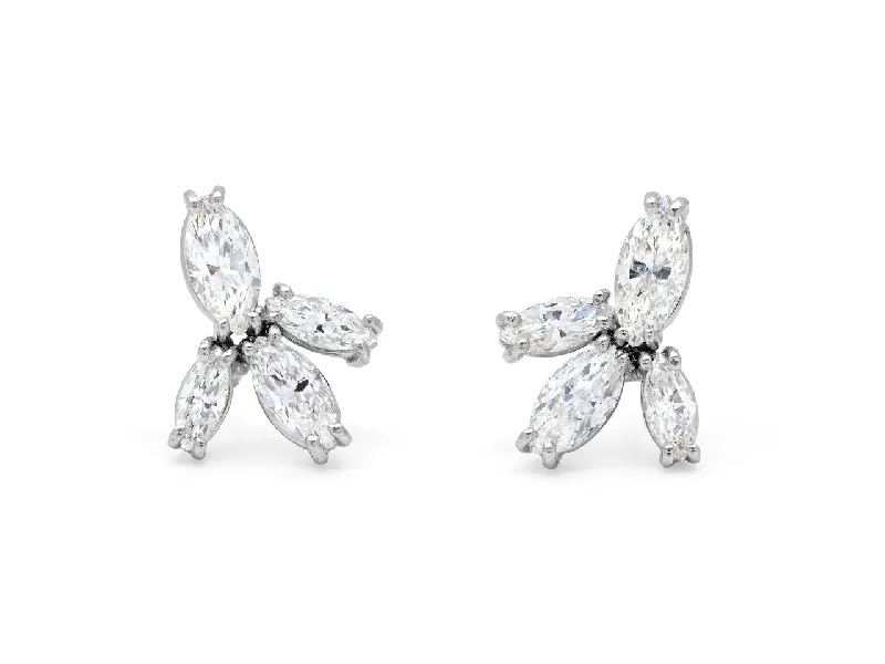 Marquise Diamond Cluster Earrings in Platinum