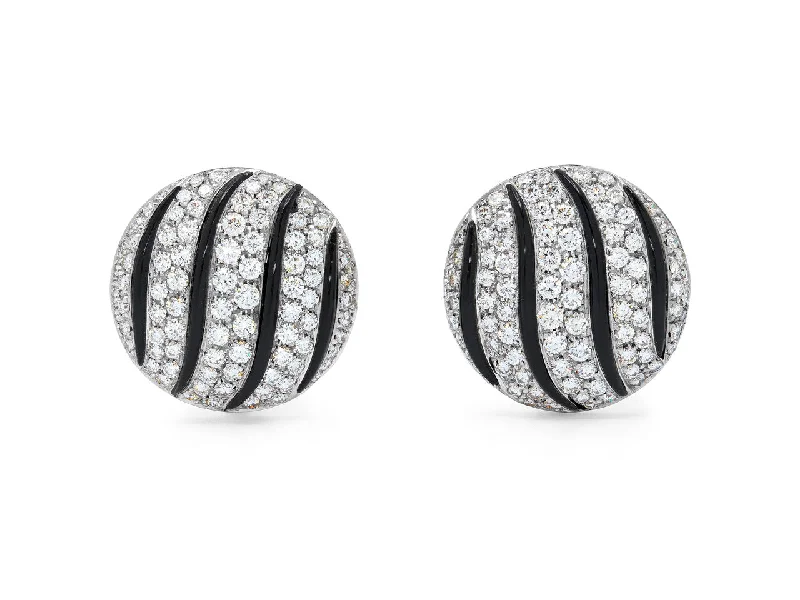 Diamond and Onyx Earrings in 18K White Gold