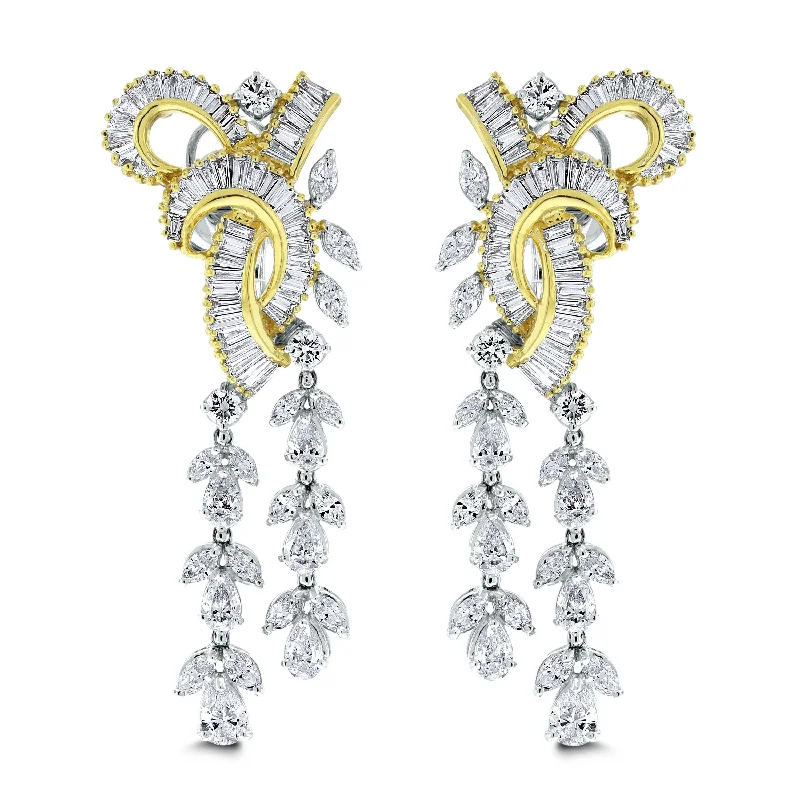 Scintilla Diamond Earrings (8.34 ct Diamonds) in Two Tone Gold