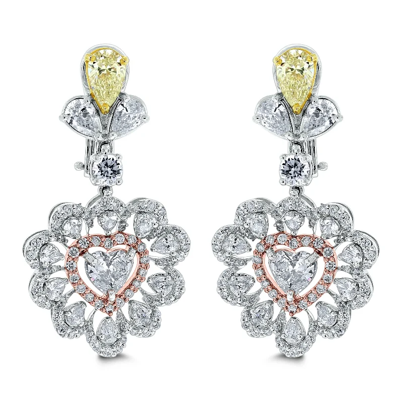 Amore Heart Diamond Earrings (5.61 ct Diamonds ) in White Gold