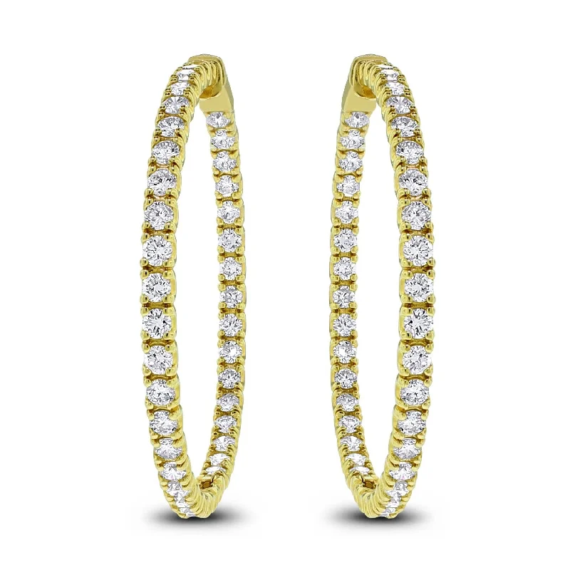 Round Diamond Hoops (6.19 ct Diamonds) in Yellow Gold