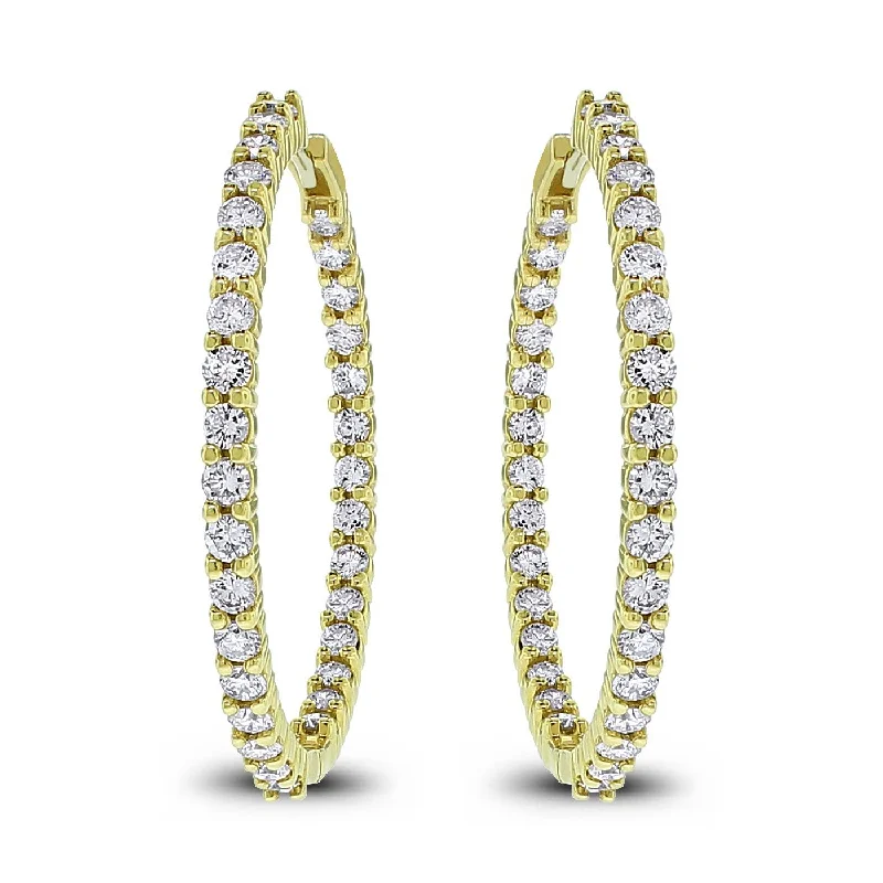 Round Diamond Hoops (3.27 ct Diamonds) in Yellow Gold