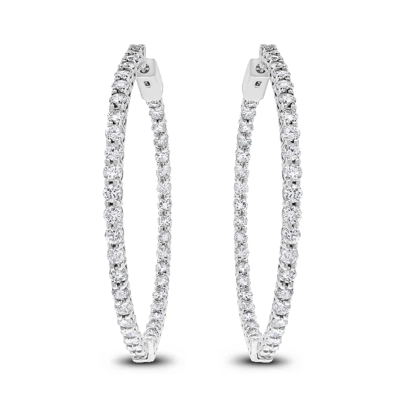 Round Diamond Hoops (6.15 ct Diamonds) in White Gold