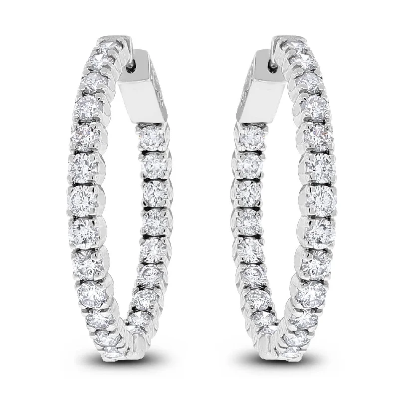 Round Diamond Hoops (5.07 ct Diamonds) in White Gold