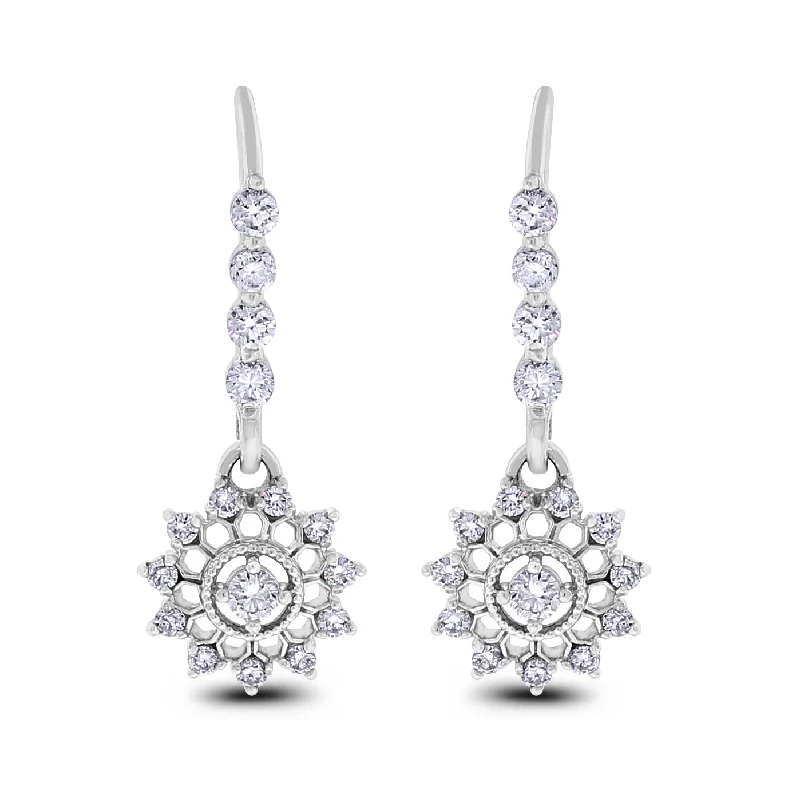 Jazz Age Diamond Earrings (1.10 ct Diamonds) in White Gold