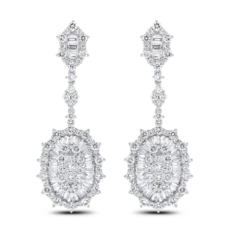 Charm Diamond Earrings (6.05 ct Diamonds) in White Gold