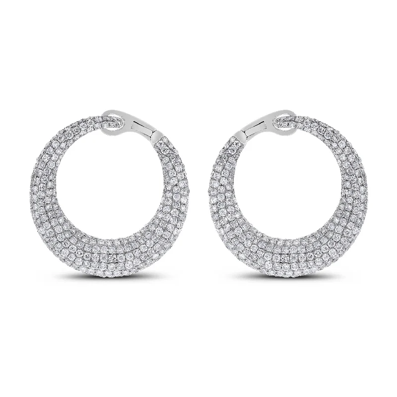 Beauvince Crescent Moon Diamond Earrings (6.24 ct Diamonds) in White Gold