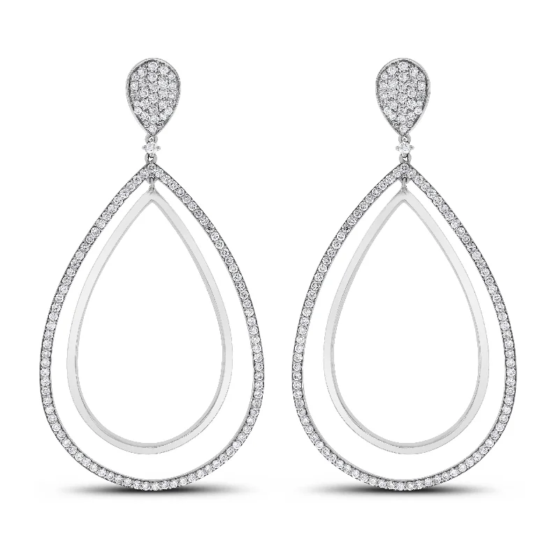 Audrey Diamond Earrings (4.25 ct Diamonds) in White Gold