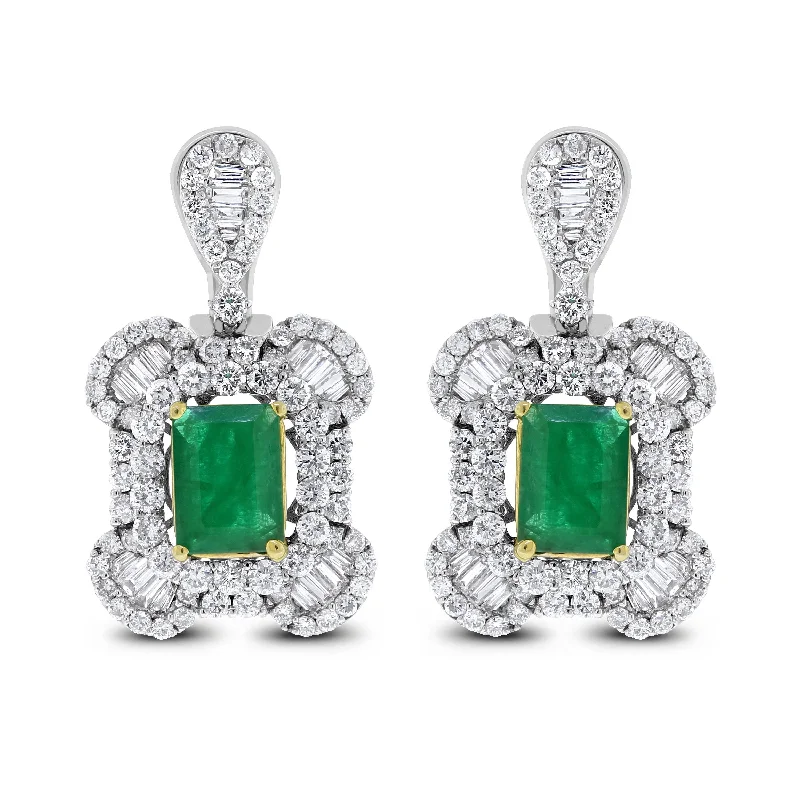 Beauvince Georgia Earrings (5.62 ct Emeralds & Diamonds) in White Gold