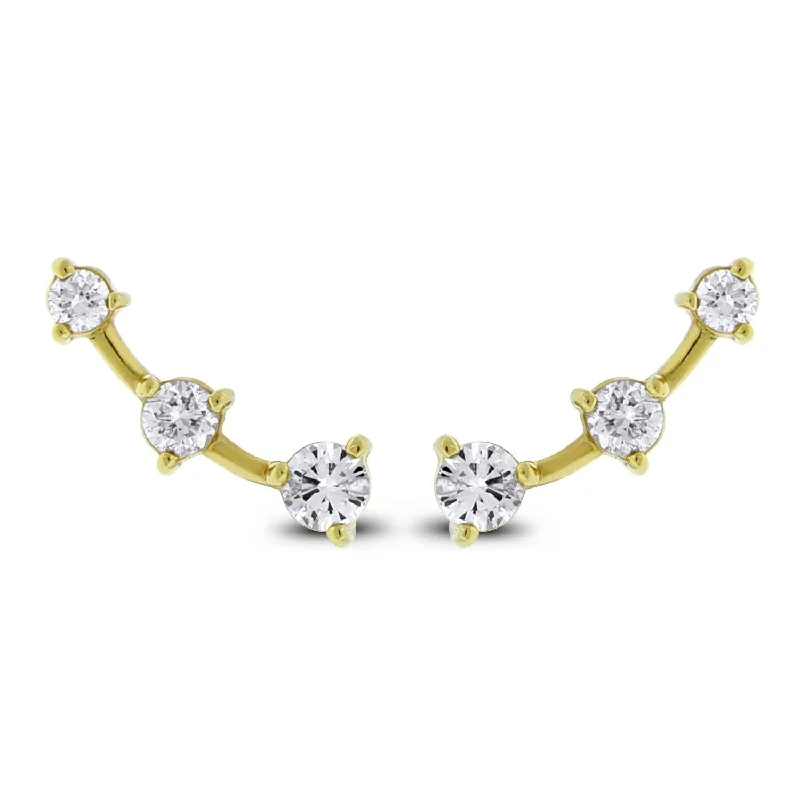 Beauvince Grape Wine Ear Climbers / Falls (1.10 ct Diamonds) in Yellow Gold