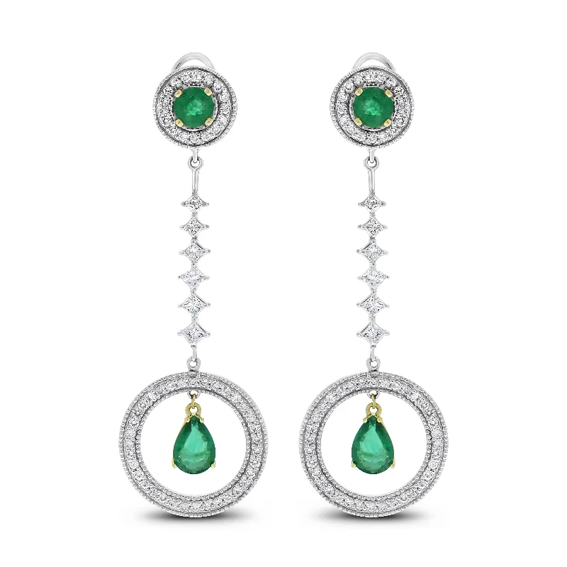 Clara Emerald & Diamond Earrings (10.01 ct Emeralds & Diamonds) in White Gold