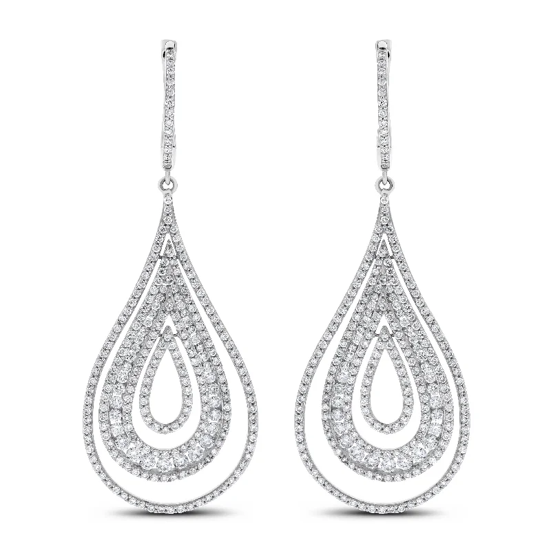 Ripples Diamond Earrings (4.29 ct Diamonds) in White Gold