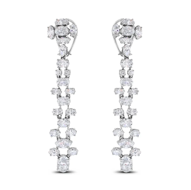 Ladders Diamond Earrings (14.82 ct Diamonds) in White Gold