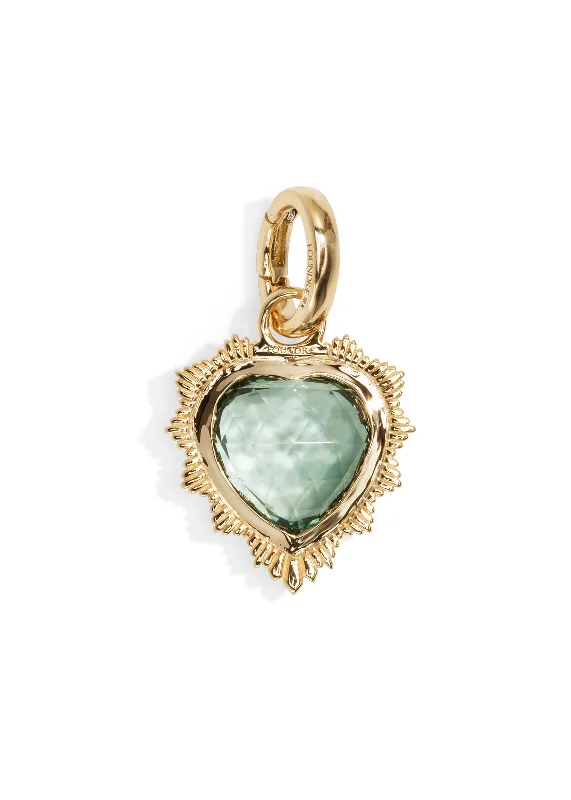 Green Prasiolite Heart Medallion with Oval Pushgate