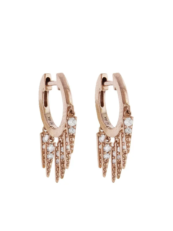 Large Pavé Fringe Rose Gold Huggie Hoop Earrings