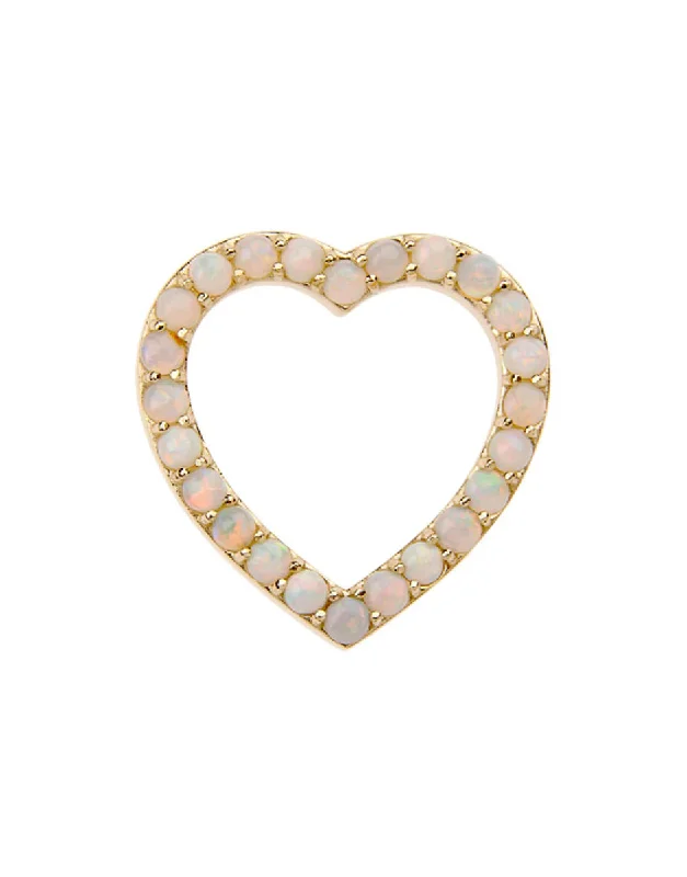 Large Pink Opal Floating Heart Yellow Gold Charm