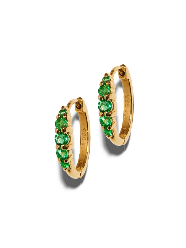 Medium Emerald Rivulet Yellow Gold Oval Hoop Earrings