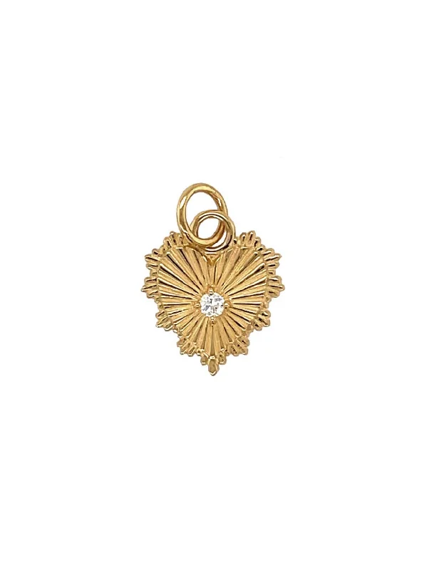 Diamond Center Mini Heart Yellow Gold Medallion