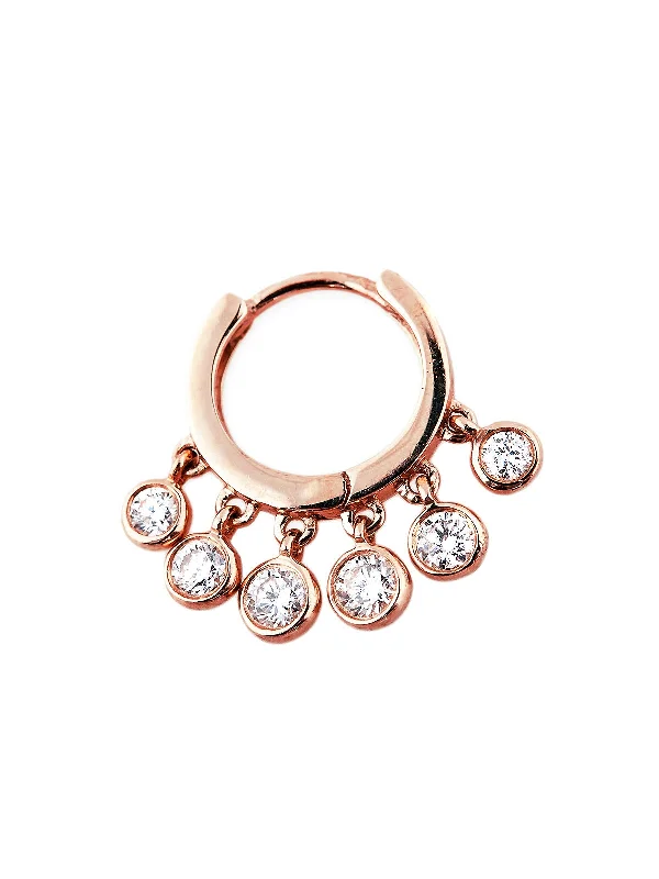 Mini Diamond Shaker Rose Gold Hoop Earring