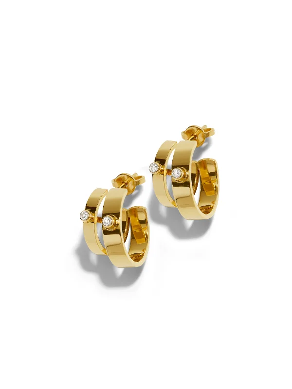 Monday Morning Mood Yellow Gold Double Hoop Earrings