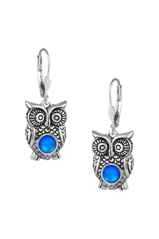 Sterling Silver Owl Earrings