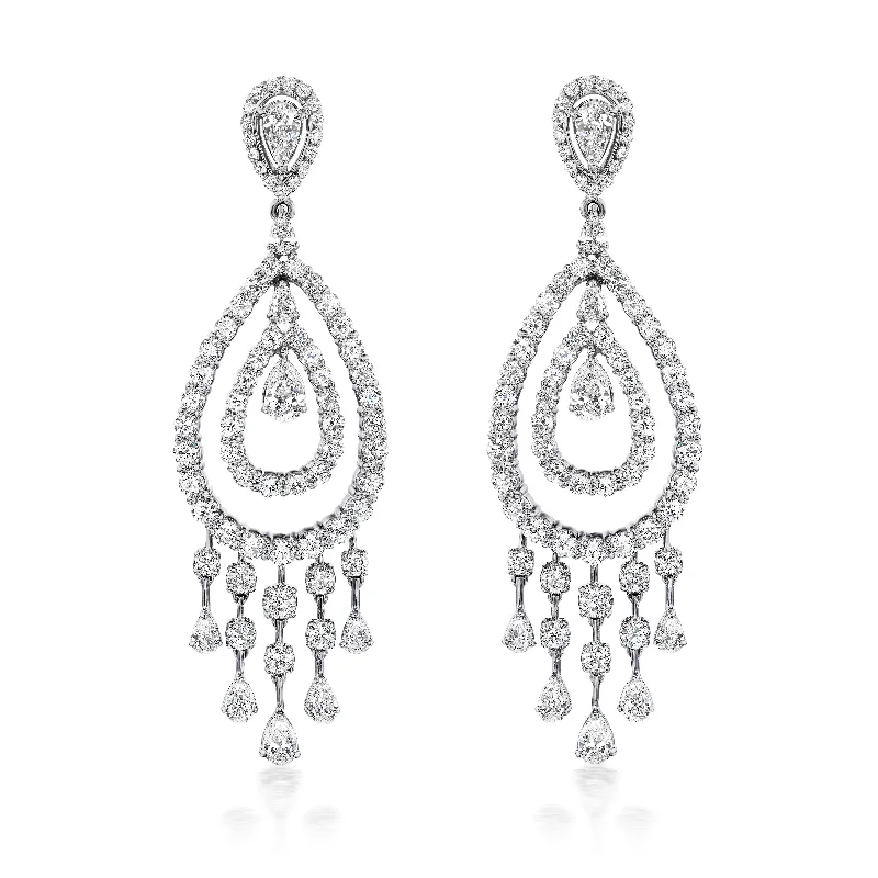 Rain Diamond Earrings (15.01 ct Diamonds) in White Gold