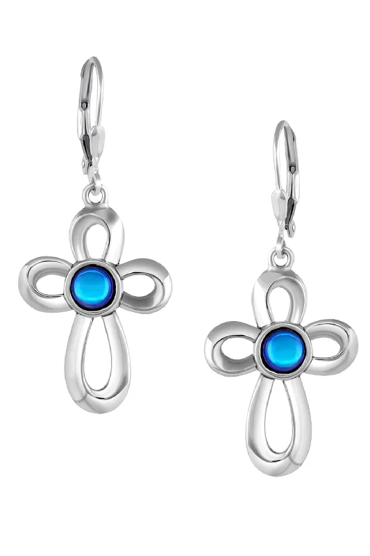 Ribbon Cross Earrings