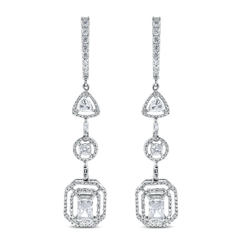 Sansa Solitaire Diamond Earrings (3.41 ct Diamonds) in White Gold